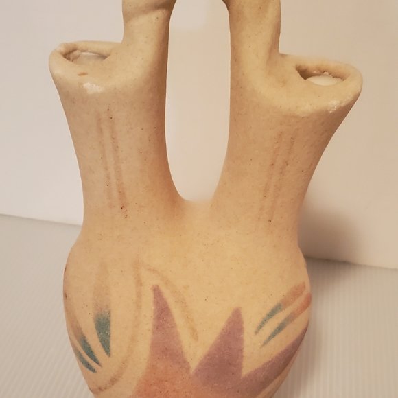 Handmade Vintage Double Wedding Chamber Sand Signed Aztec Indian Western Vase - Picture 2 of 11
